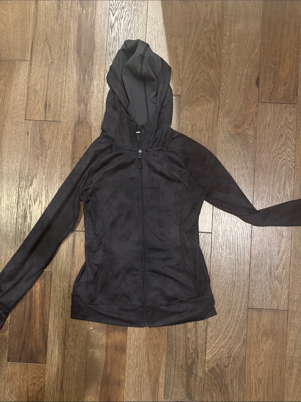 Women's Black Hooded Zip-Up Jacket